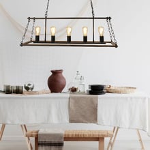 Island Rubberwood 5 Light Pendant